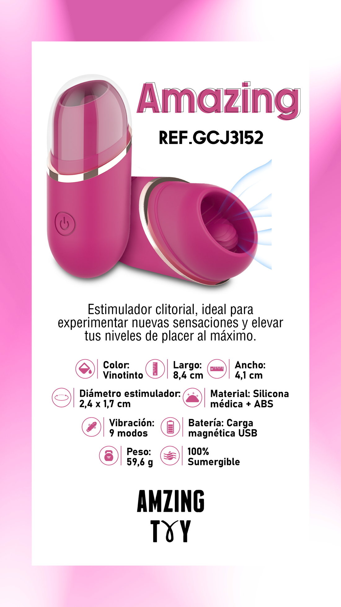 VIBRADOR DE ESTIMULACIÓN CLITORIDIAL AMAZING