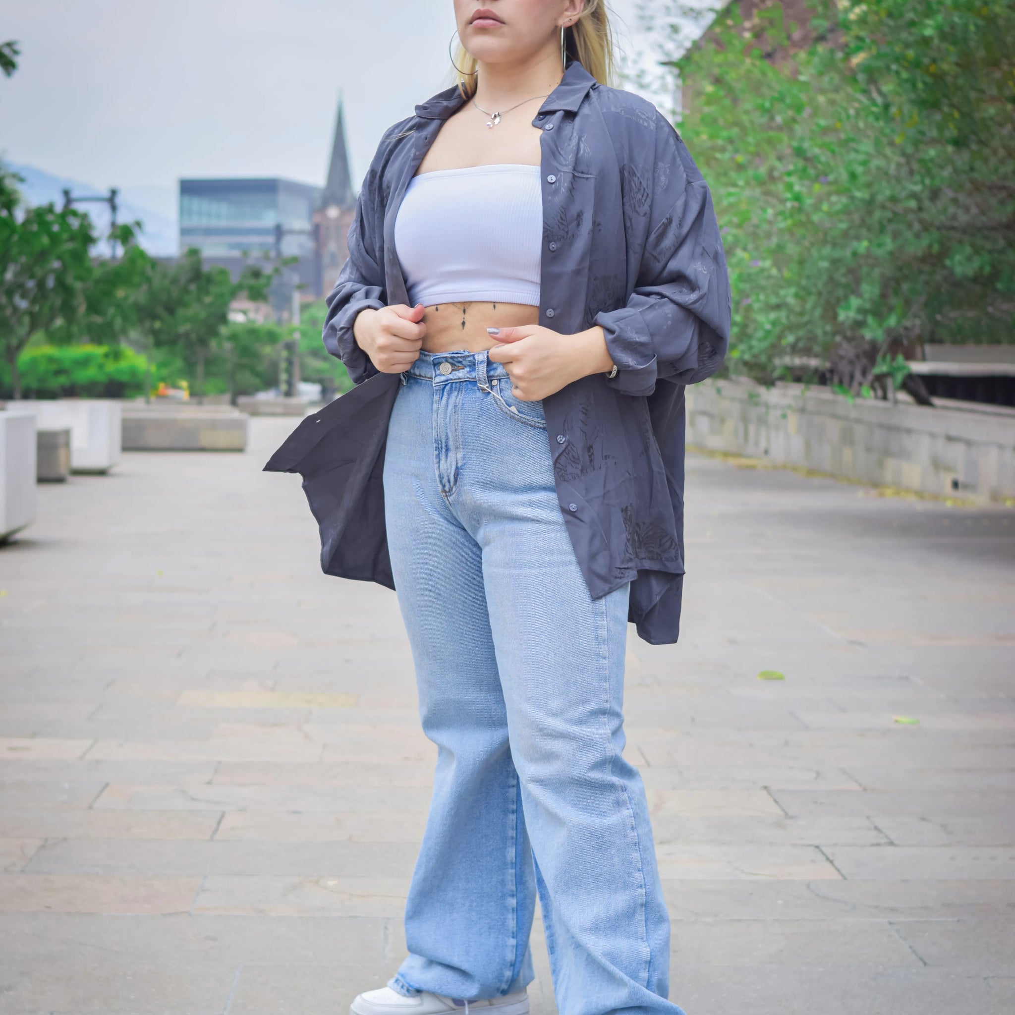 CAMISA SEDA TIGRES FAME GRIS