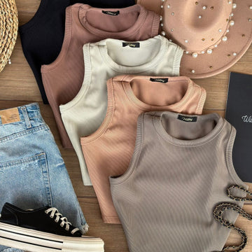 CROP TOP EN RIB VERDE TALLA U